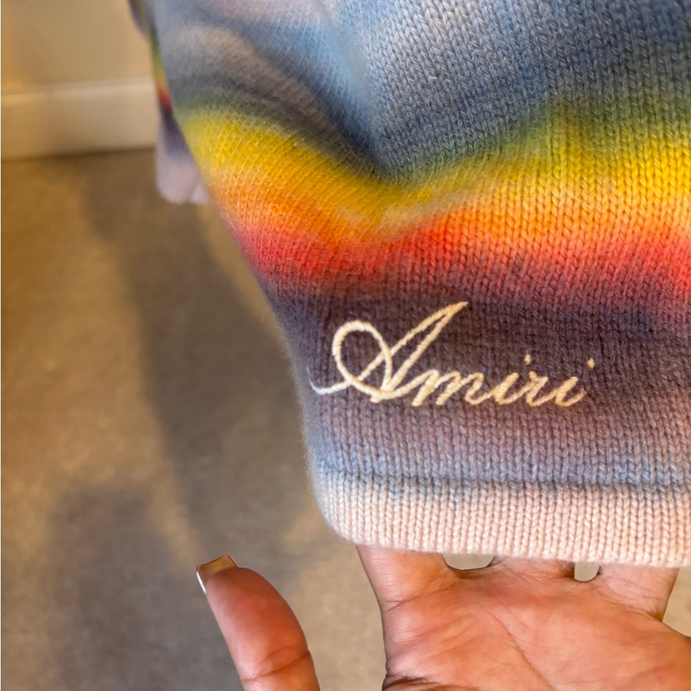 Amiri Rainbow-striped Cashmere crewneck sweatshirt ( shorts priced differentent)
